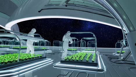 Space Station Greenhouse - Astronauts Cultivating Plants