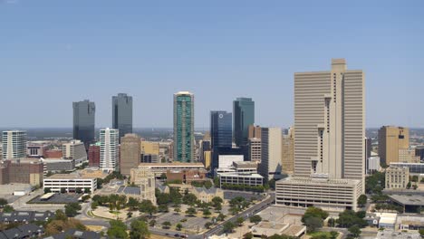 establishing drone shot of fort worth, texas