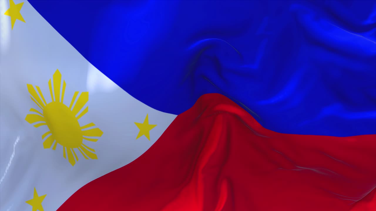 290 philippines flag waving in wind slow motion animation 4k realistic fabric texture flag smooth