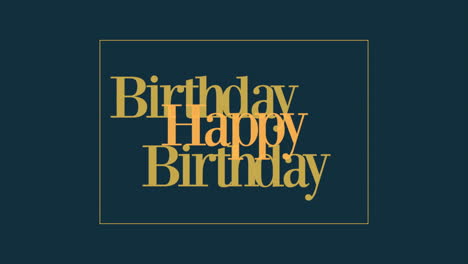 modern happy birthday text in frame on blue gradient