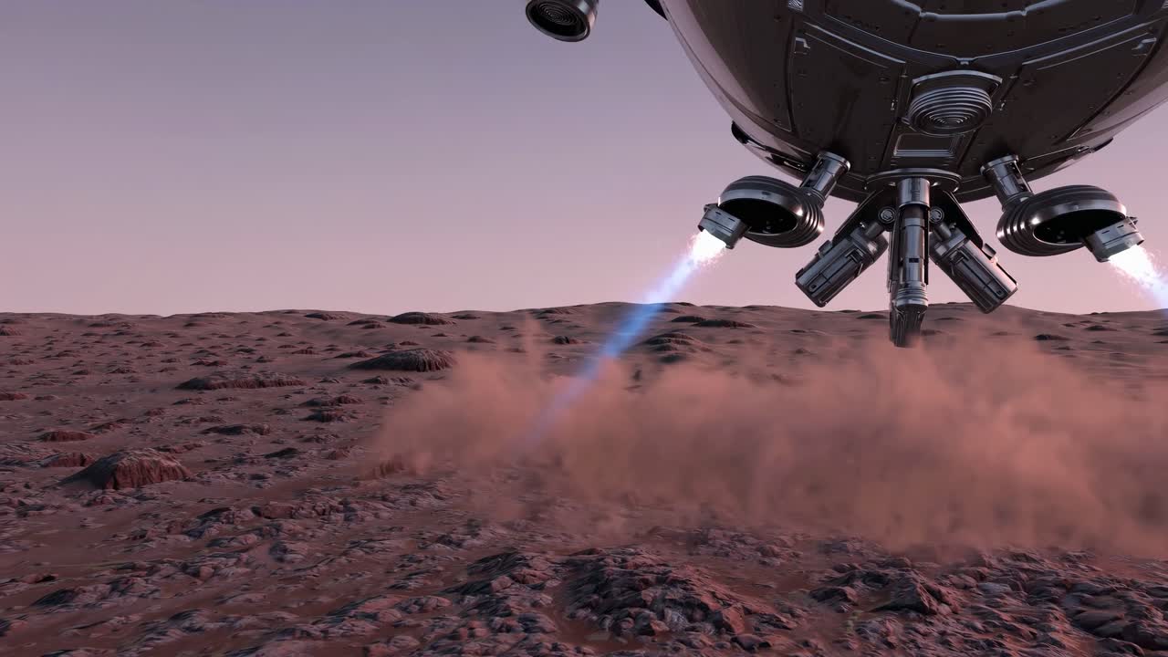 Alien Spaceship Landing on Mars