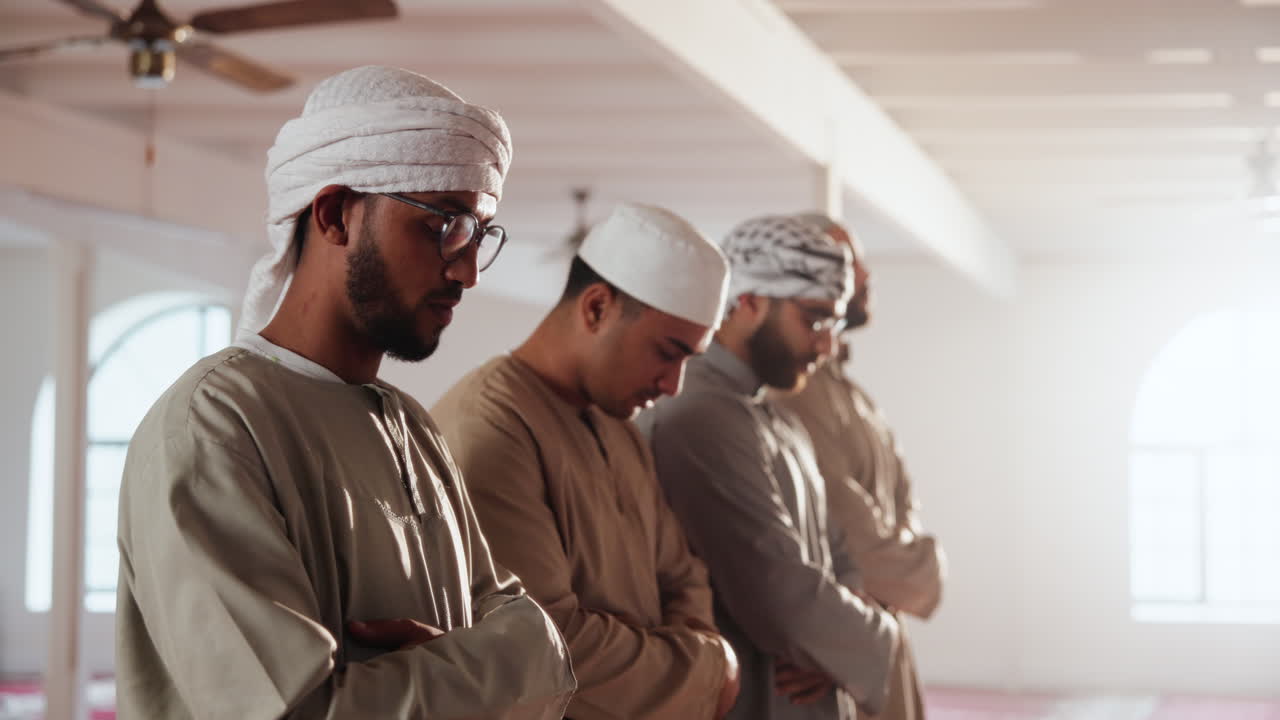Muslims praying in a mosque