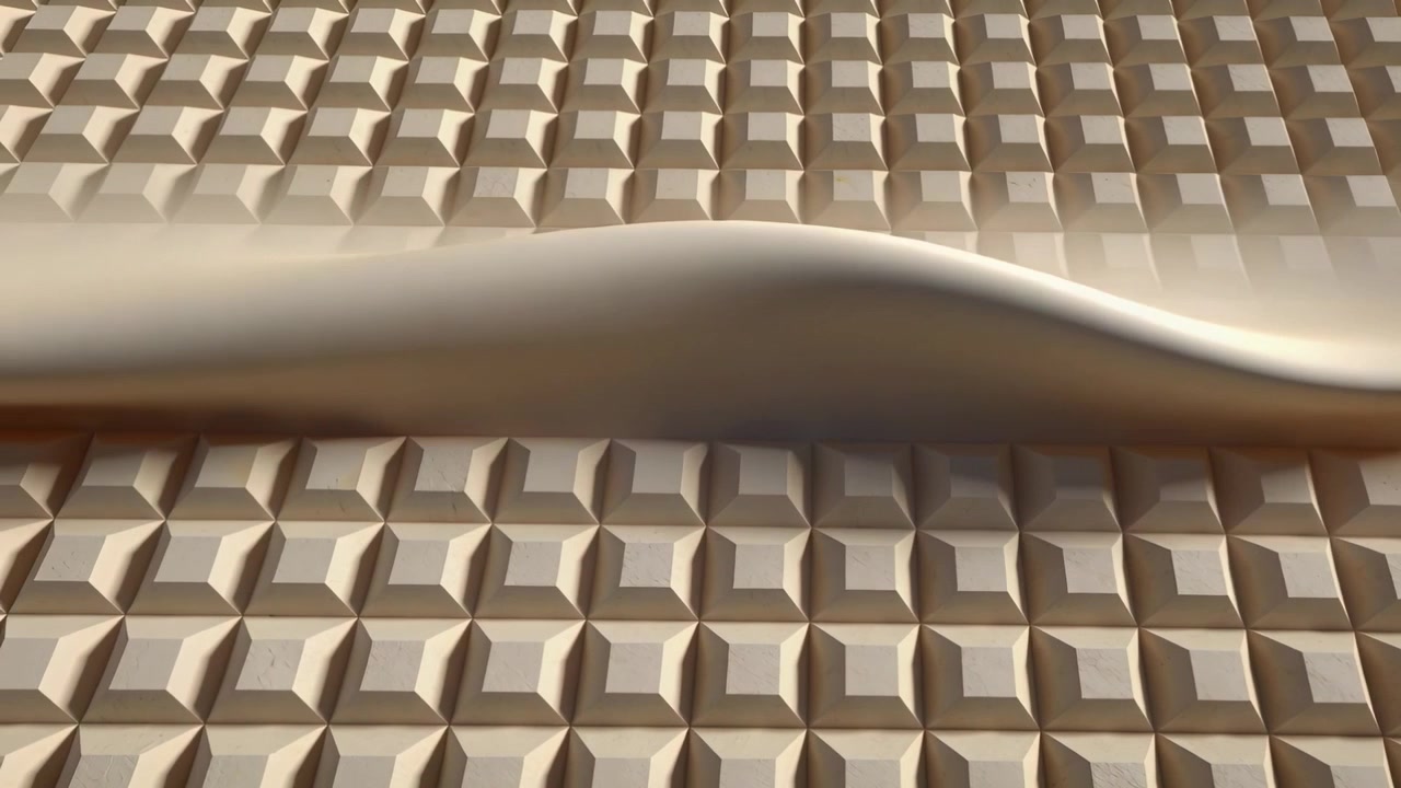 Foglio scorrevole che forma una gobba in movimento su un pannello piastrellato, con un'ondulazione centro-sinistra che genera il movimento.