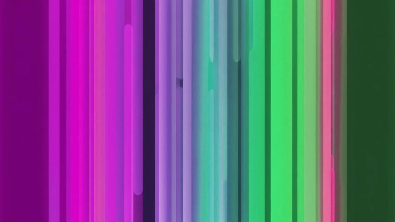 Abstrakte farbige vertikale Balken, die sich auf schwarzem Hintergrund ausdehnen und zusammenziehen.