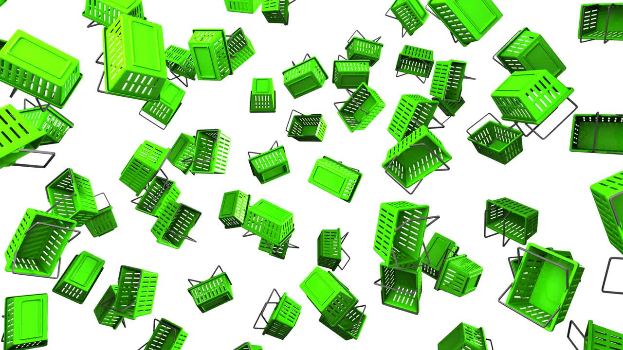 Green Shopping baskets on white background