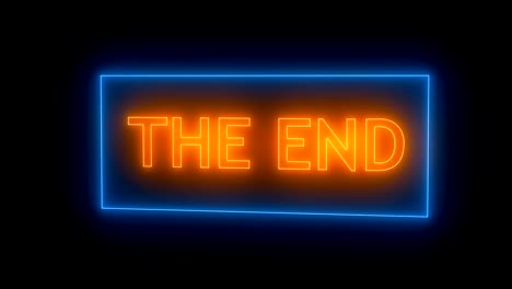 the end sign in neon style