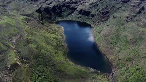 Epic-drone-spin-unveils-a-pristine-Himalayan-glacial-lake-in-Bhutan,-a-breathtaking-vista-of-nature's-frozen-jewel