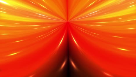 Loop glowing red yellow neon symmetric digital technology lights Particles hyper space in dark tunnel. 4K 3D Abstract visualizer seamless loop of flying Particles in tunnel. Abstract hyperspace tunnel
