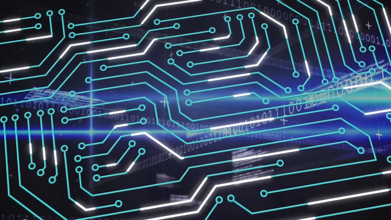 파란색 배경 위의 데이터 처리 애니메이션