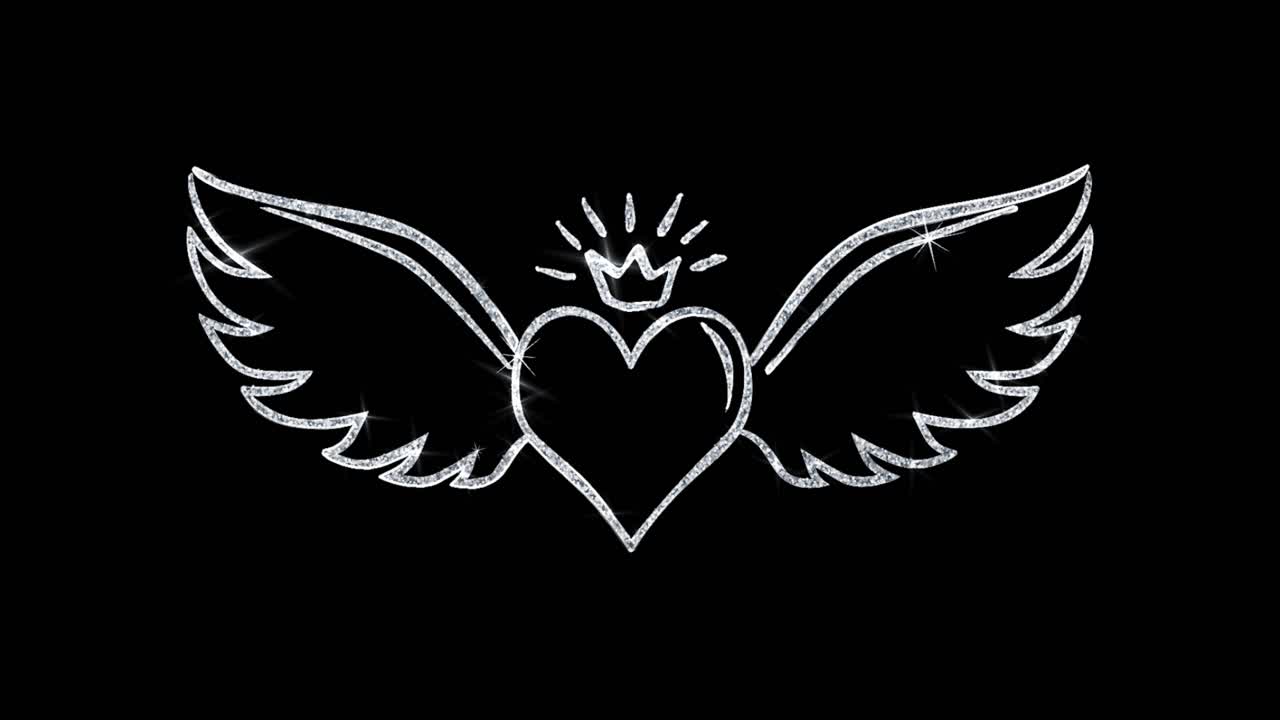 Heart with Crown and Wings - Sparkling Design