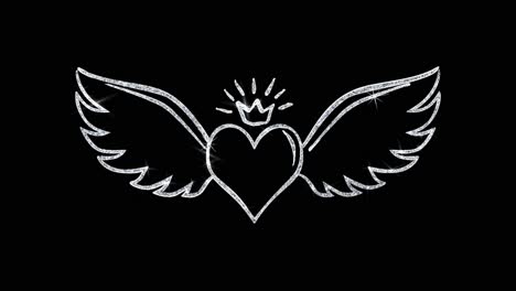 heart with crown and wings - sparkling design