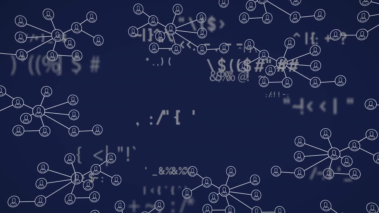 프로필 아이콘 네트워크의 애니메이션과 파란색 배경에 대한 수학적 기호의 변경