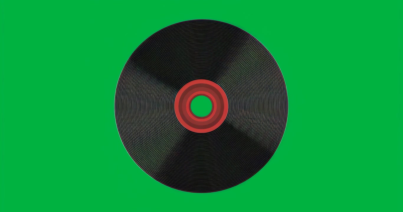 On start vinyl spinning while glowing ring pulses and transparent grunge backdrop forms contrast