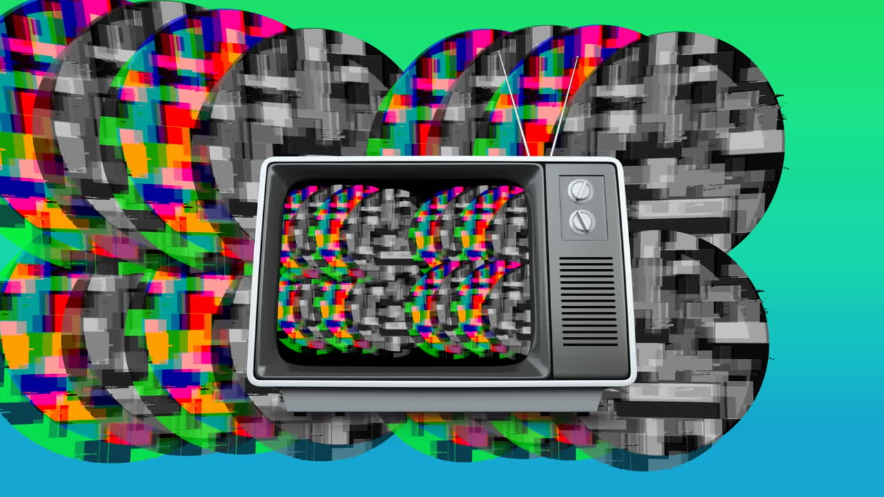 오래된 텔레비전과 다채로운 정적