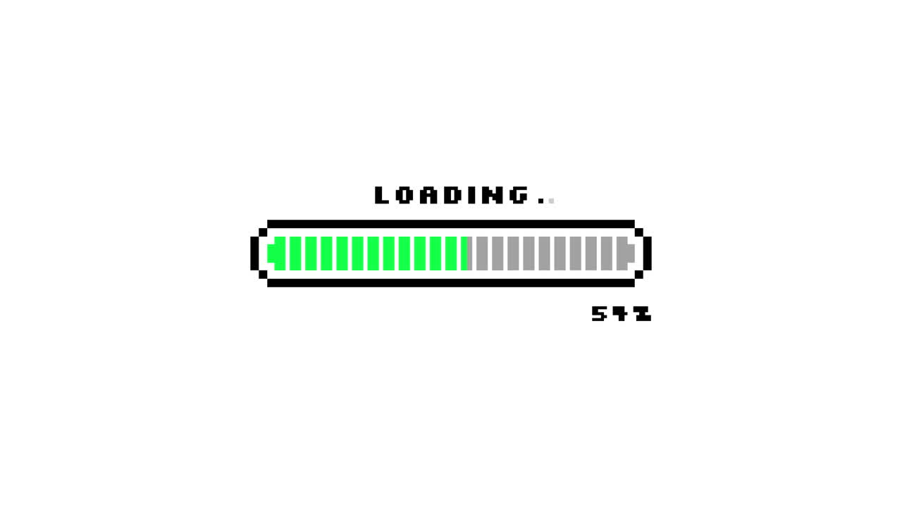Pixel Art Loading Bar Progressing on White Background