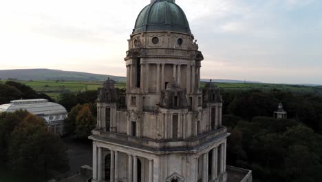 Williamson-Park-Ashton-Memorial-English-Folly-Hito-Lancashire-Campo-Sunrise-Tire-De-La-Antena-Lejos-De-La-Vista-Cercana