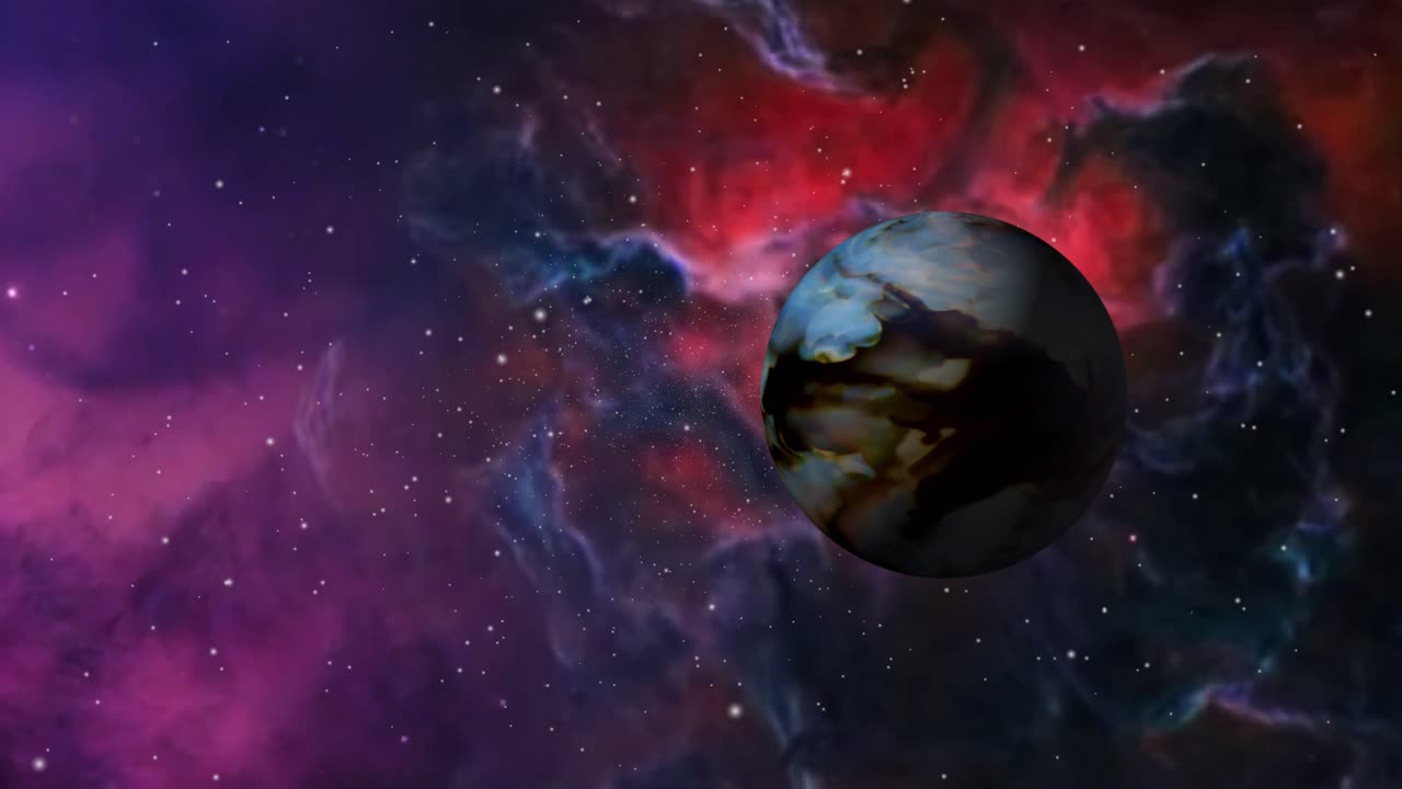 un planeta con un fondo de nubes nebulosas