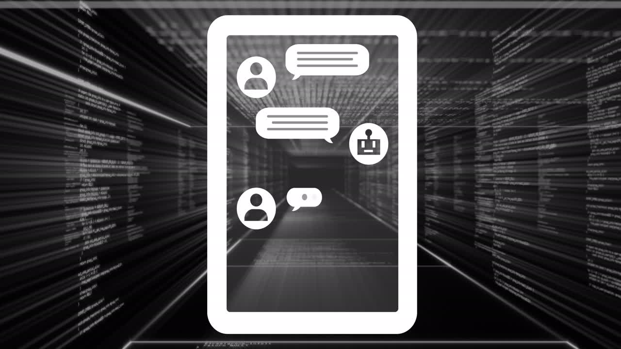 animación de un procesamiento de datos a través de servidores informáticos