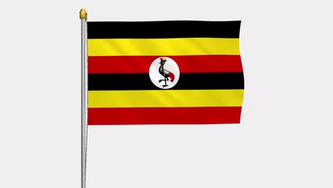 vídeo de bucle de la bandera de uganda revoloteando en el viento, vídeo en cámara lenta de 4k, con canal alfa