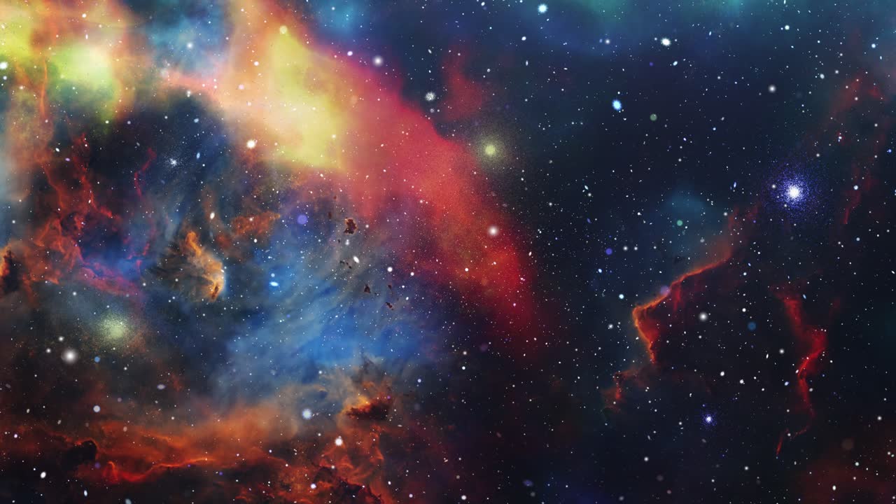 Graceful Flight to the yellow Nebula in deep space , universe 4k