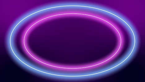 loop of circle oval ellipse neon light frame zoom motion with copy space. futuristic 3d loop blue pink laser light frame stage seamless loop background