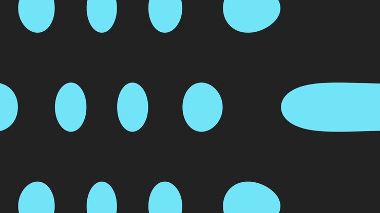 Blue dots geometric pattern in rows on black gradient