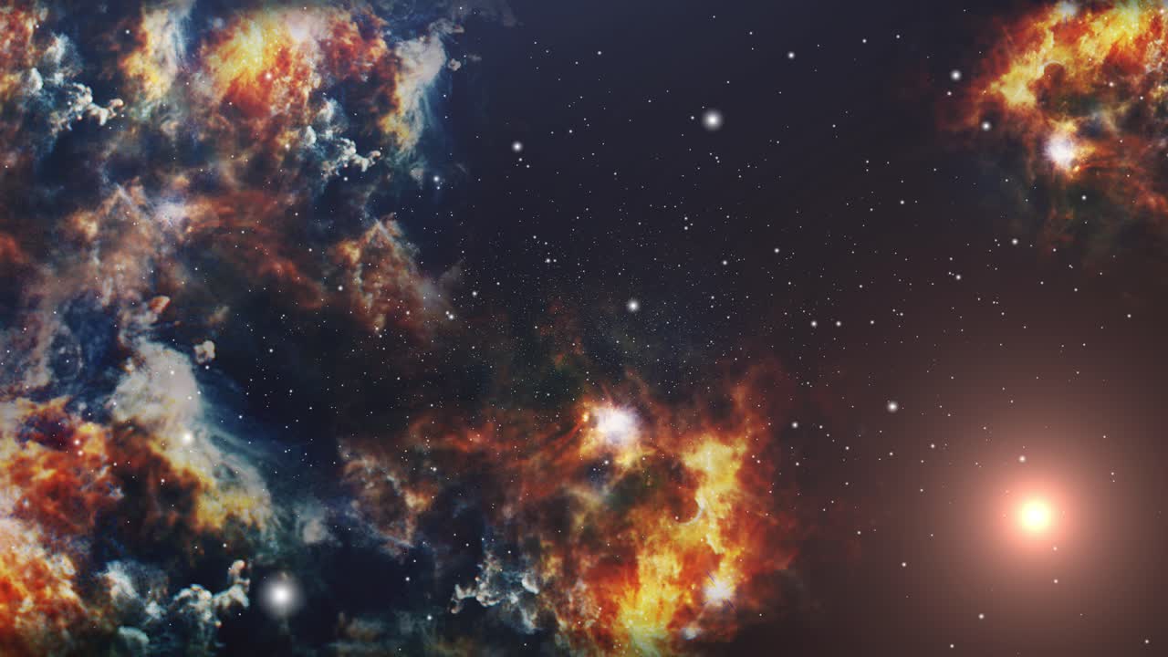 universo 4k, nube nebulosa flotando en el espacio