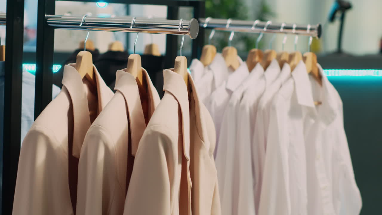 Clothing Rack with Shirts and Blazers