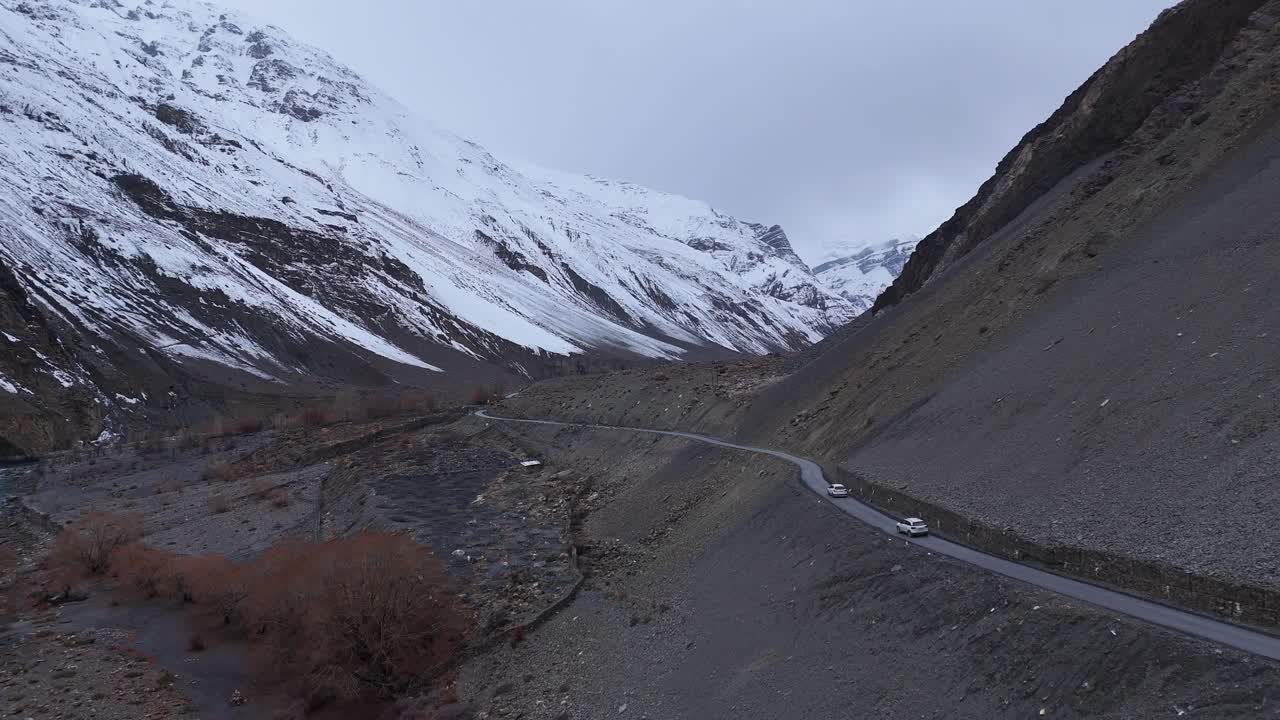 Mountain Road Through Snowy Valley