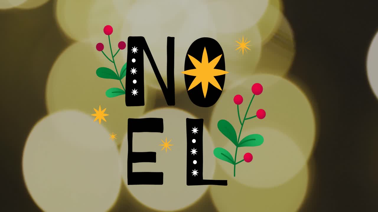 animación de felicitaciones de navidad texto fuera de foco luces de hadas