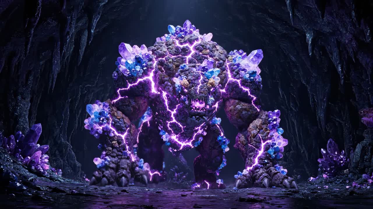 Crystal Golem in a Cave