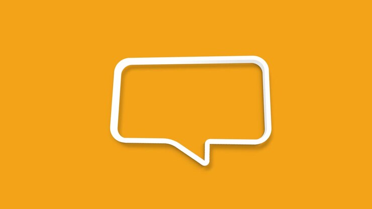 Chat, speech bubble 3d icon animation on yellow background. 4K
