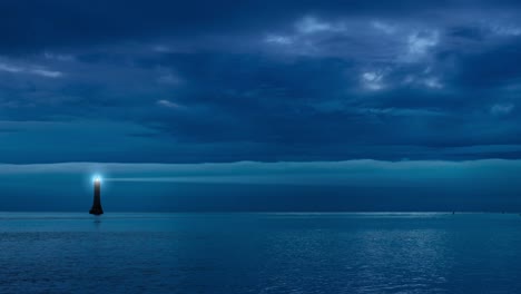 lighthouse in the night - navigational signals in the dark horizon - northern ireland, at the haulbowline lighthouse - time-lapse footage