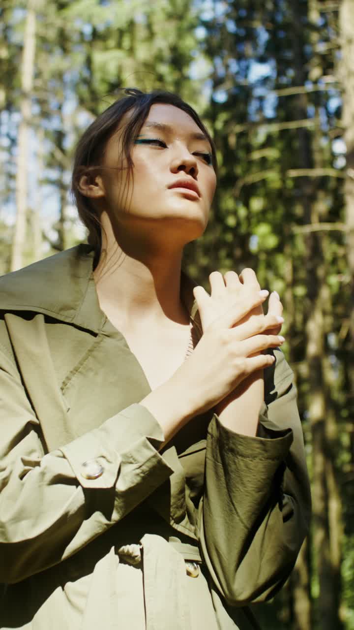 Fashionable Woman in Forest