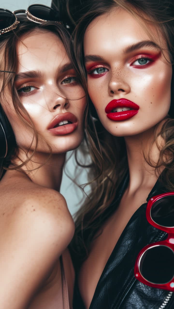 females with audio speakers and headphones made with AI