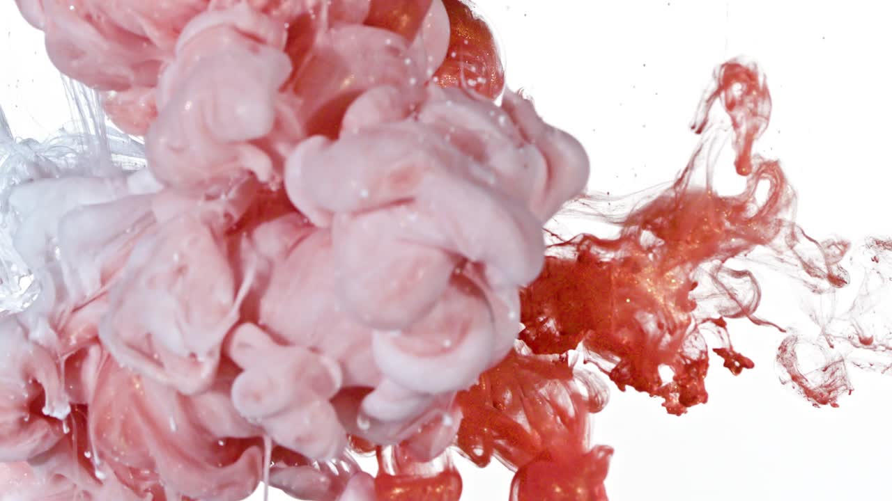 White and Red Gold Ink in Water