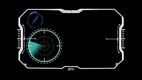 rear sight and compass spinning in a white frame on a black background.