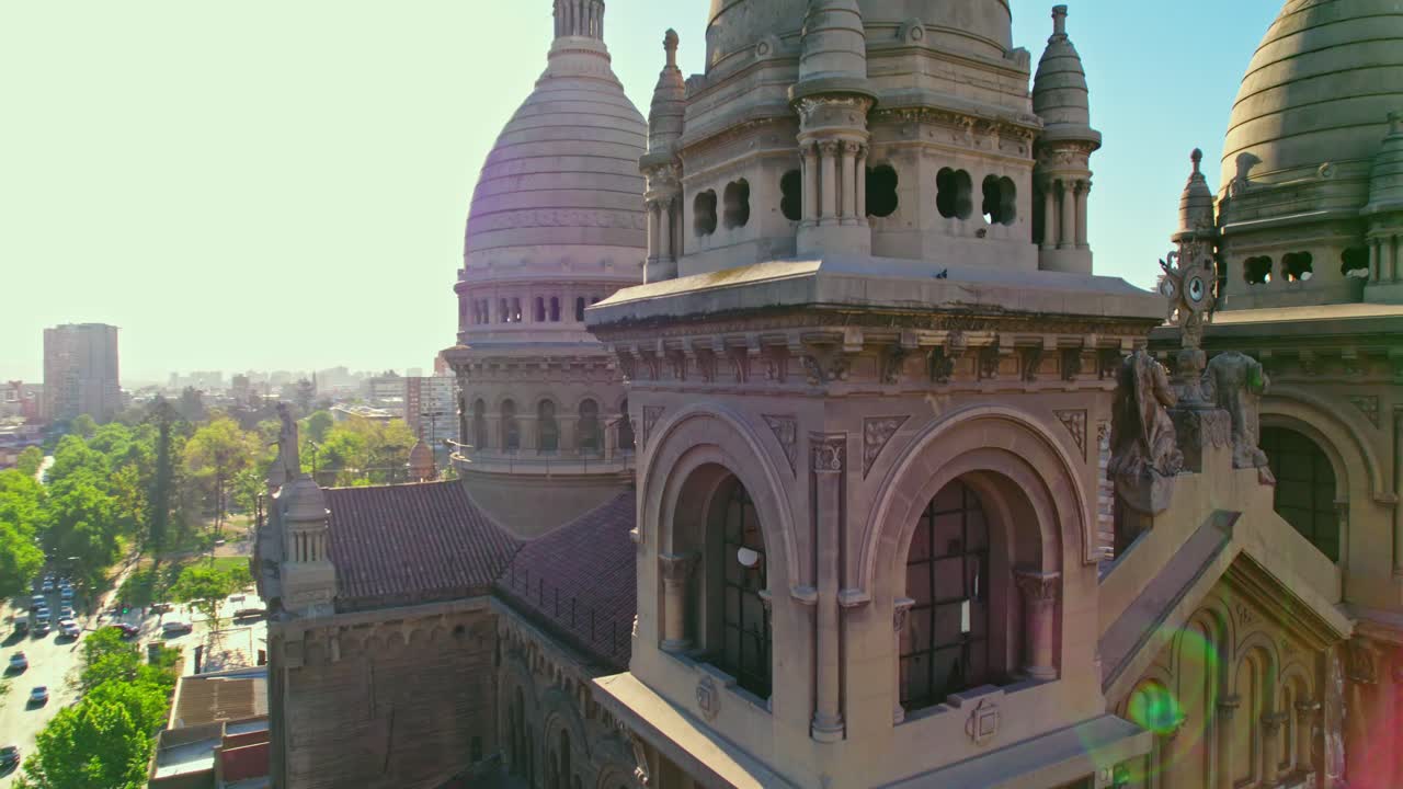 Ascending orbit in the Sacramentine's Church, sun rays on a clear day, Santiago Chile