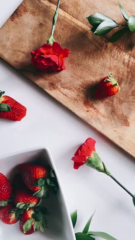 fresh strawberries and carnations