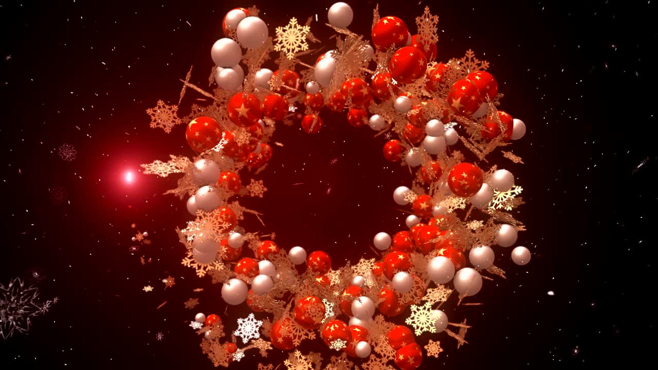 nuevo año fondo de navidad con bolas de navidad y nieve