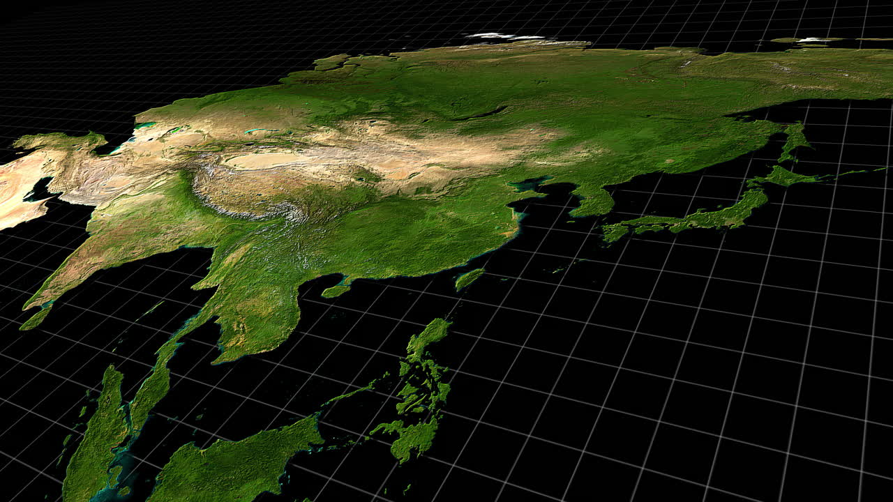 Satellite view of Asia