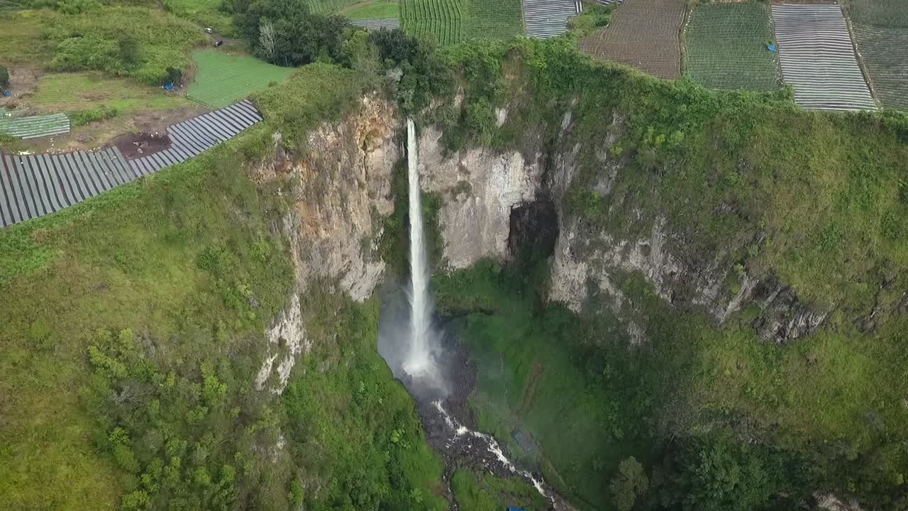 Sipiso Piso Waterfall shot using DJI Phantom. This waterfall is one of the great tourist destinations around North Sumatra, Indonesia.