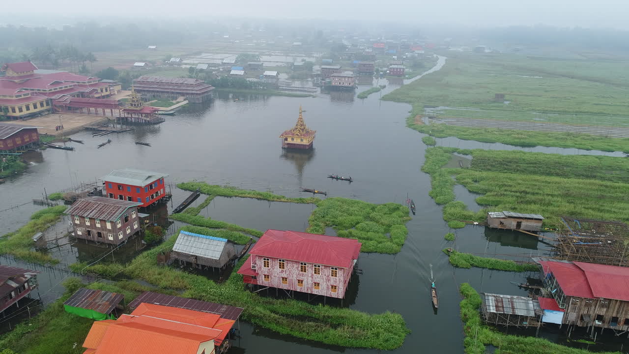 vista aérea del lago inle de myanmar