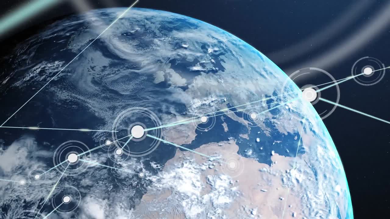 지구상에 대한 연결 네트워크의 애니메이션