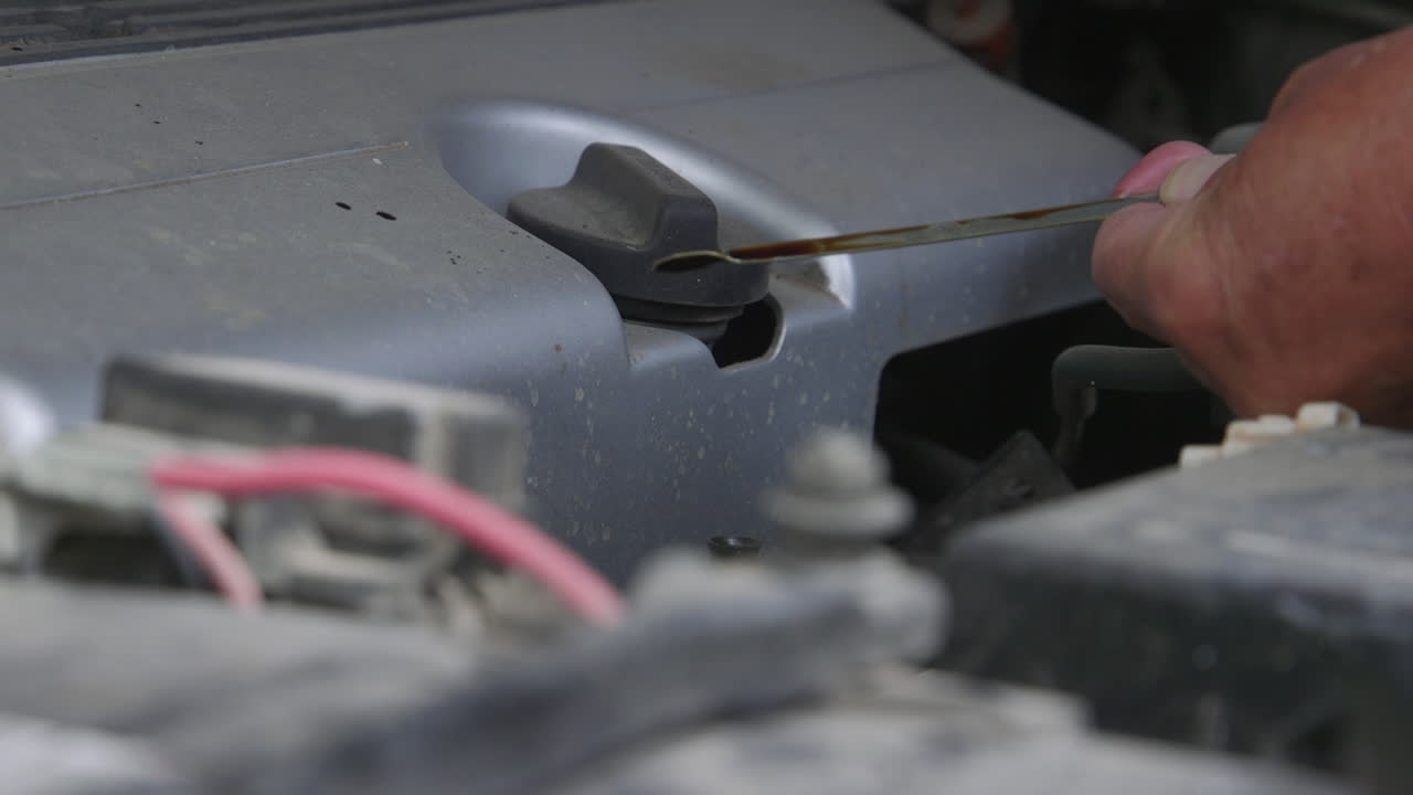 모터 차량의 엔진 오일 레벨을 검사합니다.