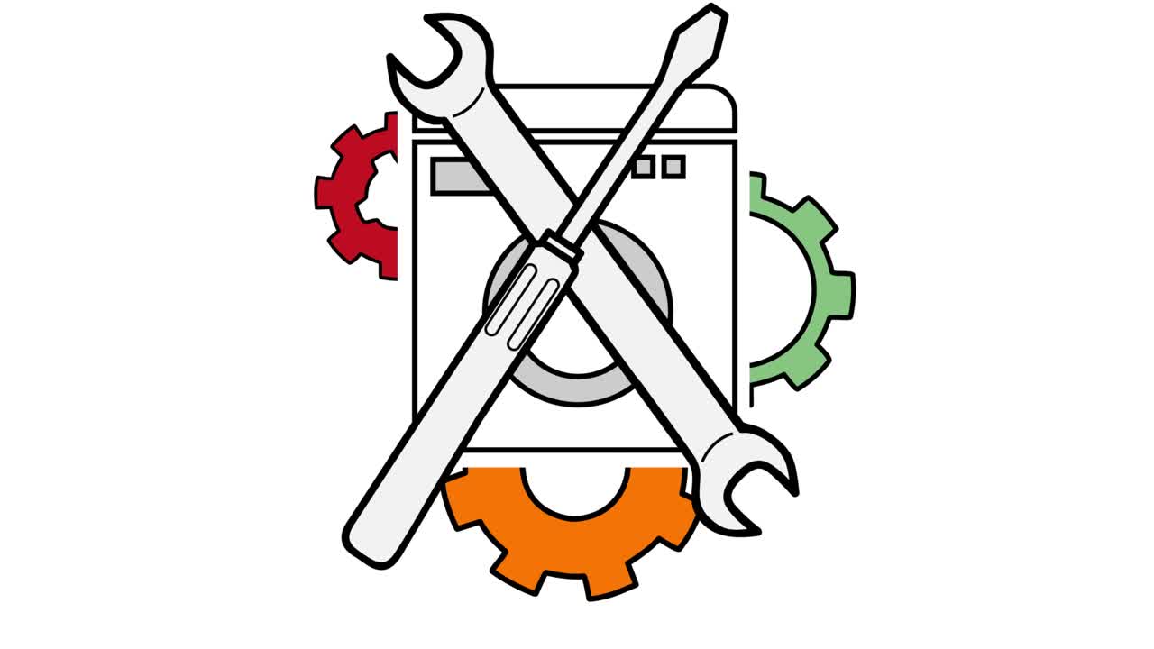 servicio. mantenimiento y reparación de electrodomésticos. logotipo. ilustración de video en 4k.