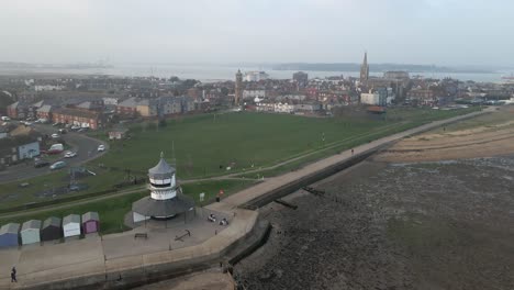 harwich low lighthouse town park and town in background done footage