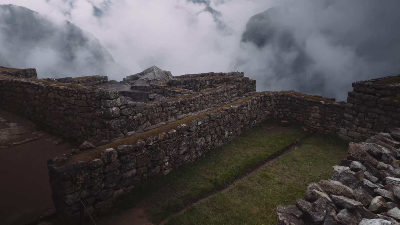 Incan Citadel In The Andes Mountains Of Peru, Historic Sanctuary of Machu Picchu. Tilt-up Shot