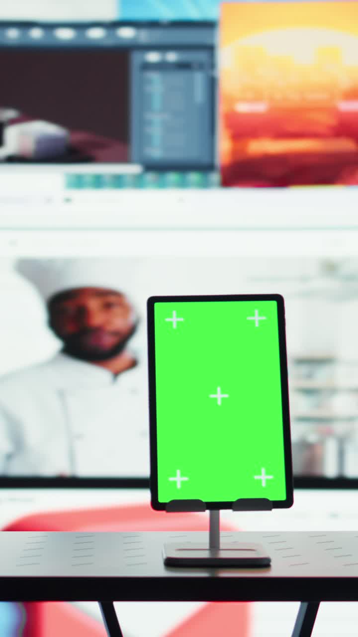 Vertical video Chroma key tablet and video entertainment digital interface connecting users