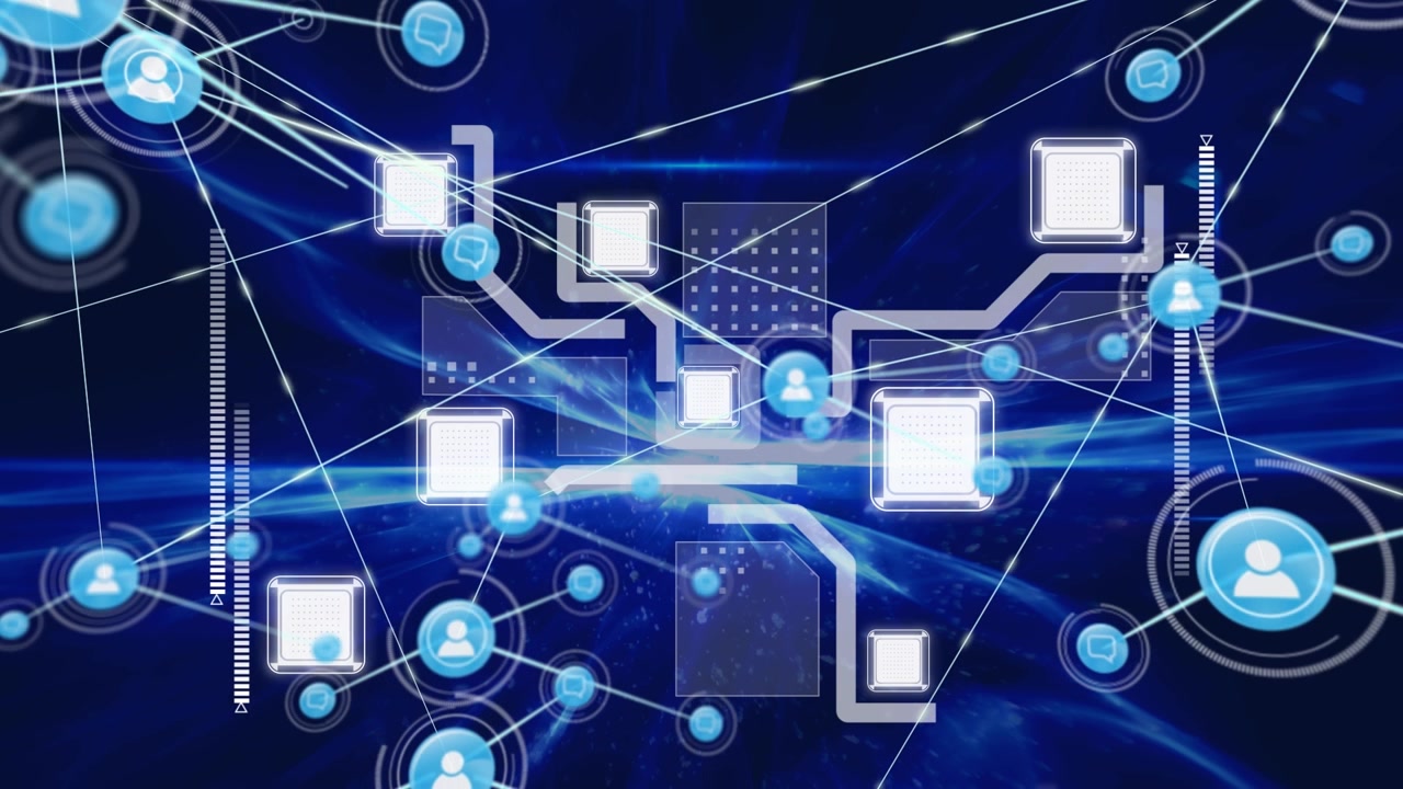 Digital Network Connection and Data Flow Animation